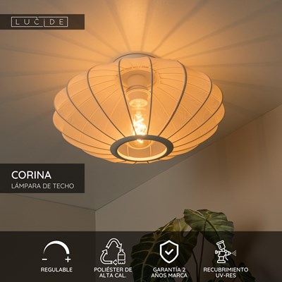 Lucide CORINA - Lámpara de techo - Ø 40 cm - 1xE27 - Beige